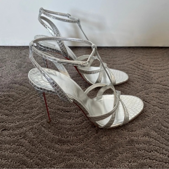 Christian Louboutin Silver Strappy Heels - Picture 8 of 12